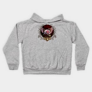 Wonderful steampunk rose with wings. Kids Hoodie